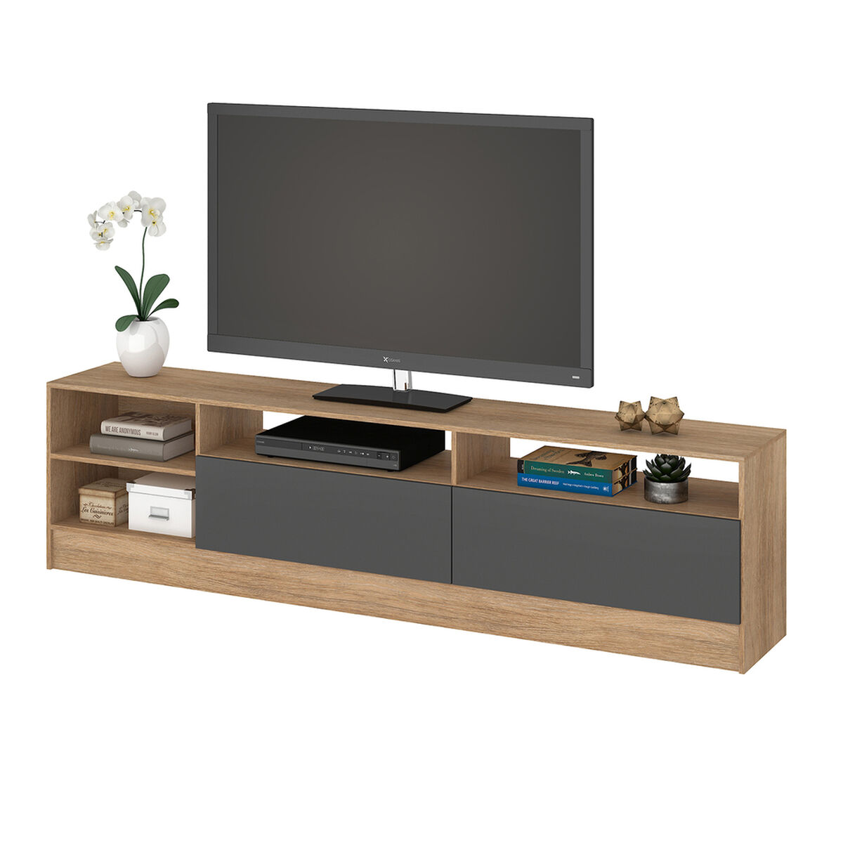 Rack TV Vekkahome Moyan 75 pulgadas Café