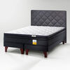 Cama Europea Drimkip Eurotop Queen + Respaldo Rombos + Topper