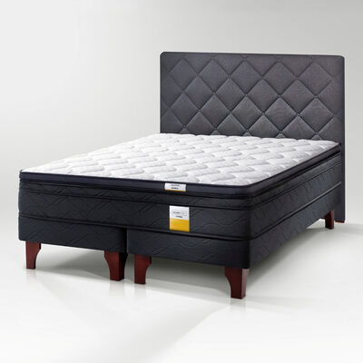 Cama Europea Drimkip Eurotop Queen + Respaldo Rombos + Topper