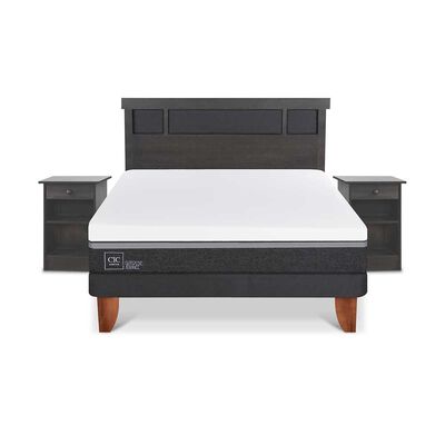 Imagen 1 del producto Cama Europea CIC 2 Plazas Ortopedic Advance + Respaldo + 2 Veladores Dublin