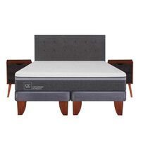 Cama Europea CIC 2 Plazas Ortopedic Advance + Respaldo + 2 Veladores Eufrates