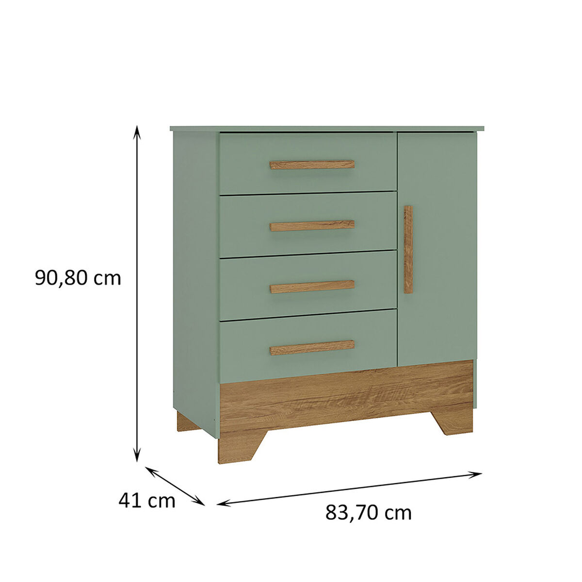 C&oacute;moda Di Poretti Design Catavento 4 Cajones 1 Puerta Verde Pastel