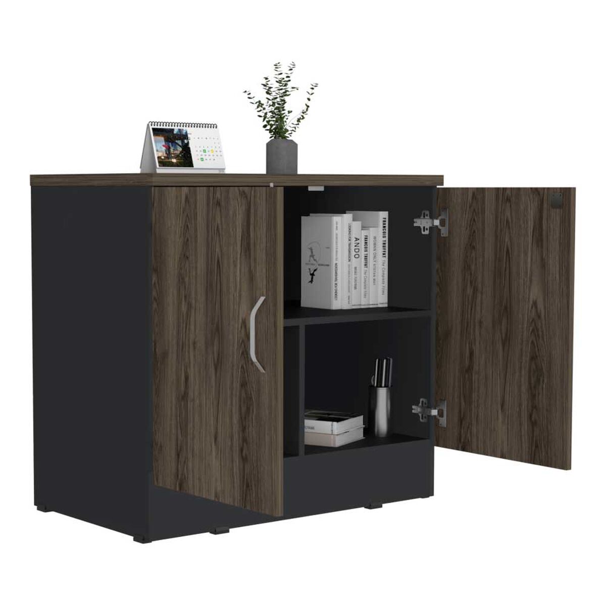 Mueble Archivador TuHome Home Office Negro Soft Coñac