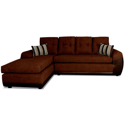Seccional Izquierdo Elegant Houston Cheise Tela/PU 5 Cuerpos Café