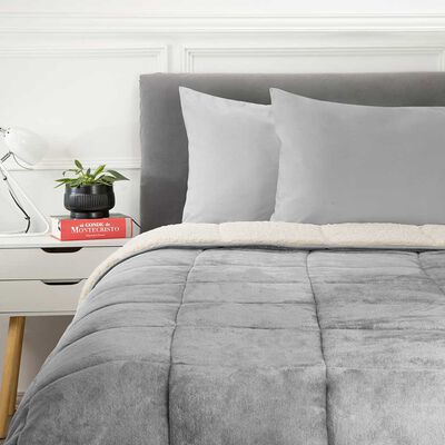 Plumón Flannel Sherpa Casanova King Gris