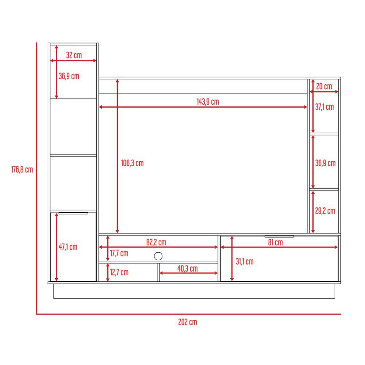 Centro de Entretenimiento TuHome Marsella Hasta 60" Miebla Plomo