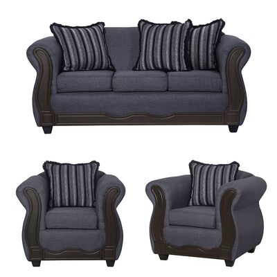 Imagen 1 del producto Juego de Living Black Factory Sofia Sofá 3 Cuerpos + Dos Sillones 1 Cuerpo Marengo