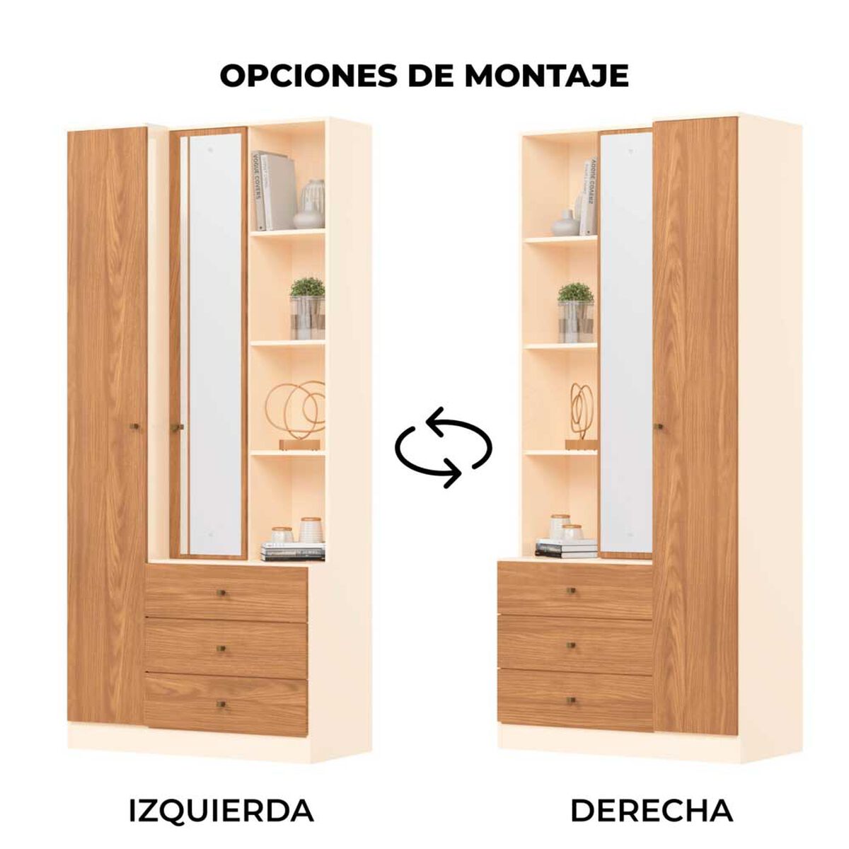 Closet Home Mobili Karla 2 Puertas 3 Cajones Café