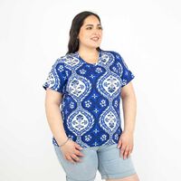 Polera Manga Corta Mujer Extralindas Azul, Blanco, Cafe, Color-1, Mostaza