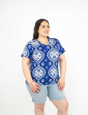 Imagen 1 del producto Polera Manga Corta Mujer Extralindas Azul, Blanco, Cafe, Color-1, Mostaza