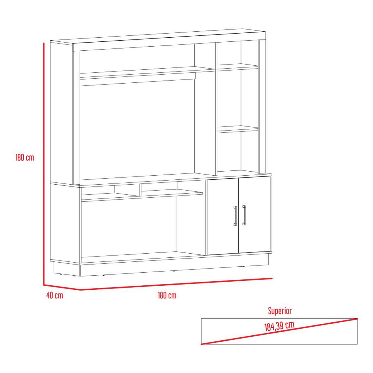 Estante TV TuHome Cantabria Hasta 55" Fresno Europeo
