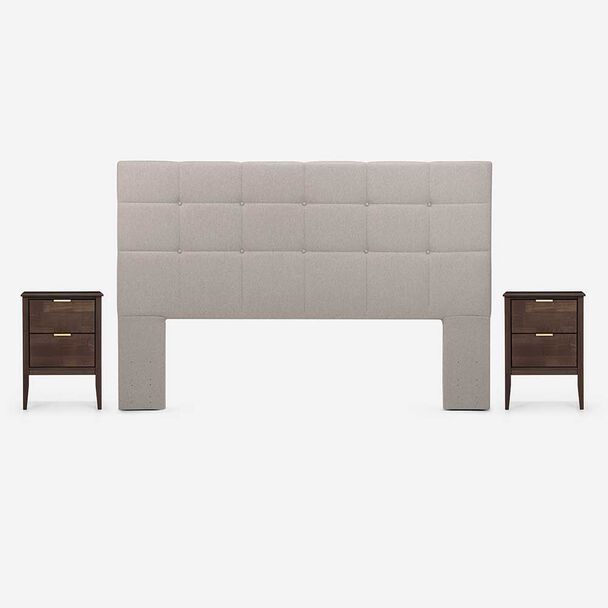 Respaldo + 2 Veladores Rosen King Issey Beige