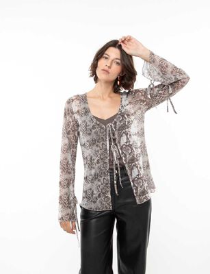 Imagen 1 del producto Blusa Estampada Manga Larga Mujer Zibel Taupe