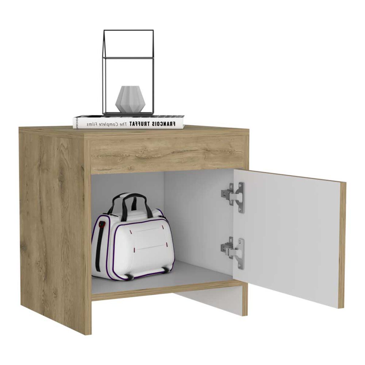 Velador TuHome Colore 1 Puerta Macadamia y Blanco
