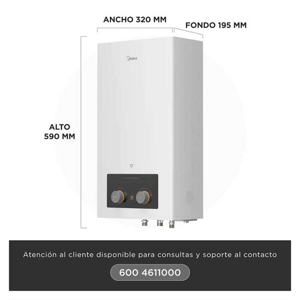 Calefont Gas Licuado Midea MGWH10-20MDNCLW-GL Tiro Natural 10 lts.