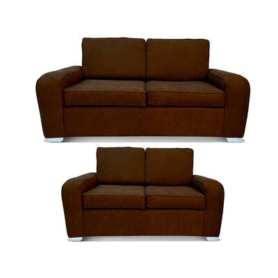 Imagen 1 del producto Juego de Living Elegant Detail Boston Sofá 3 Cuerpos + Sofá 2 Cuerpos Café