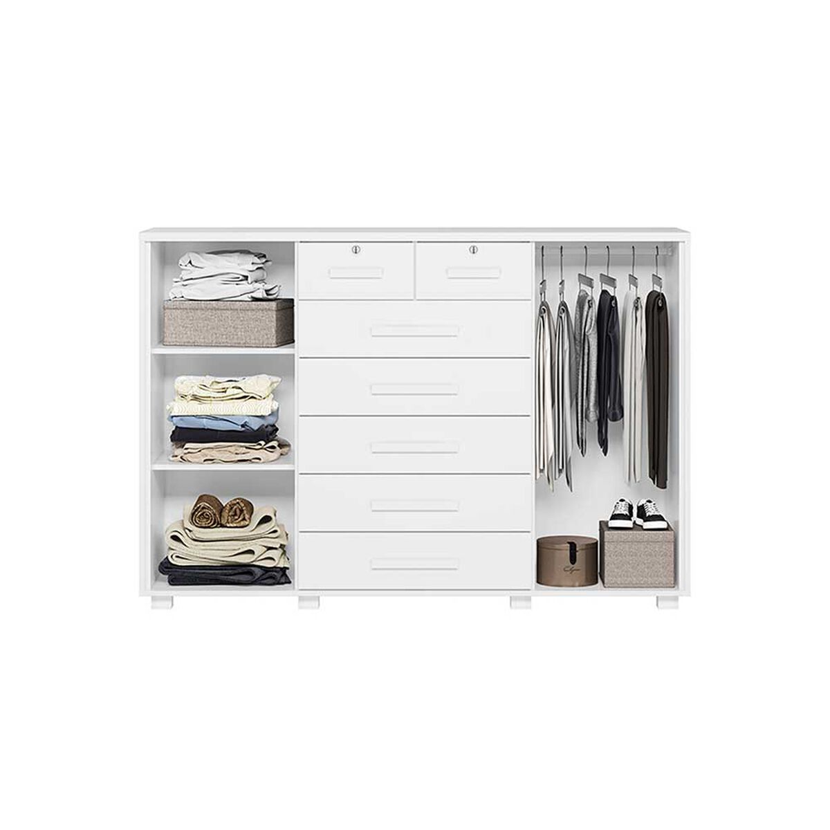 C&oacute;moda Vekkahome Fontana 7 Cajones + 2 Puertas Blanco