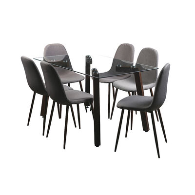 Imagen 1 del producto Juego de Comedor Spazzio Jockey Nogal 6 Sillas