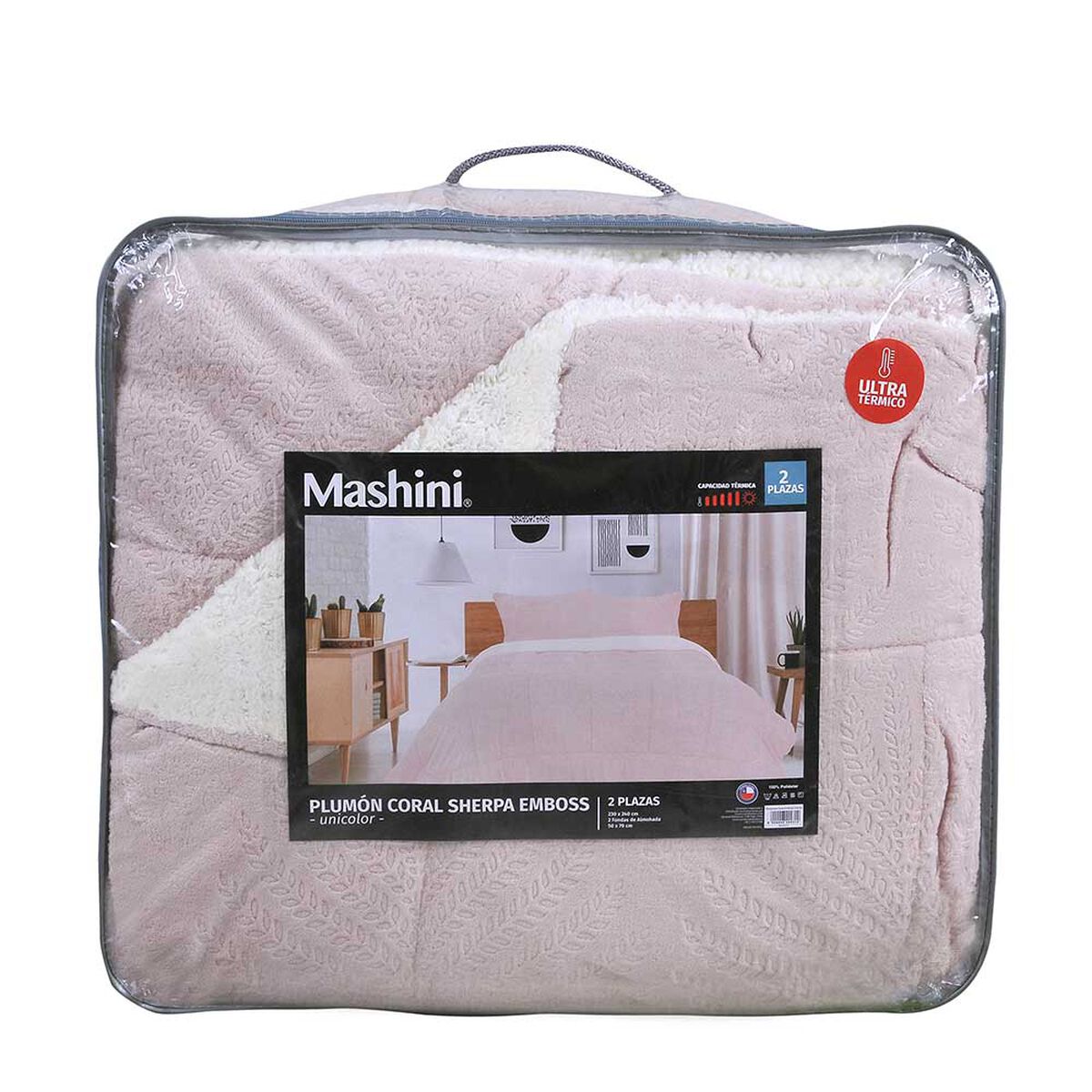 Plumón Liso Mashini King Coral Emboss Rosado