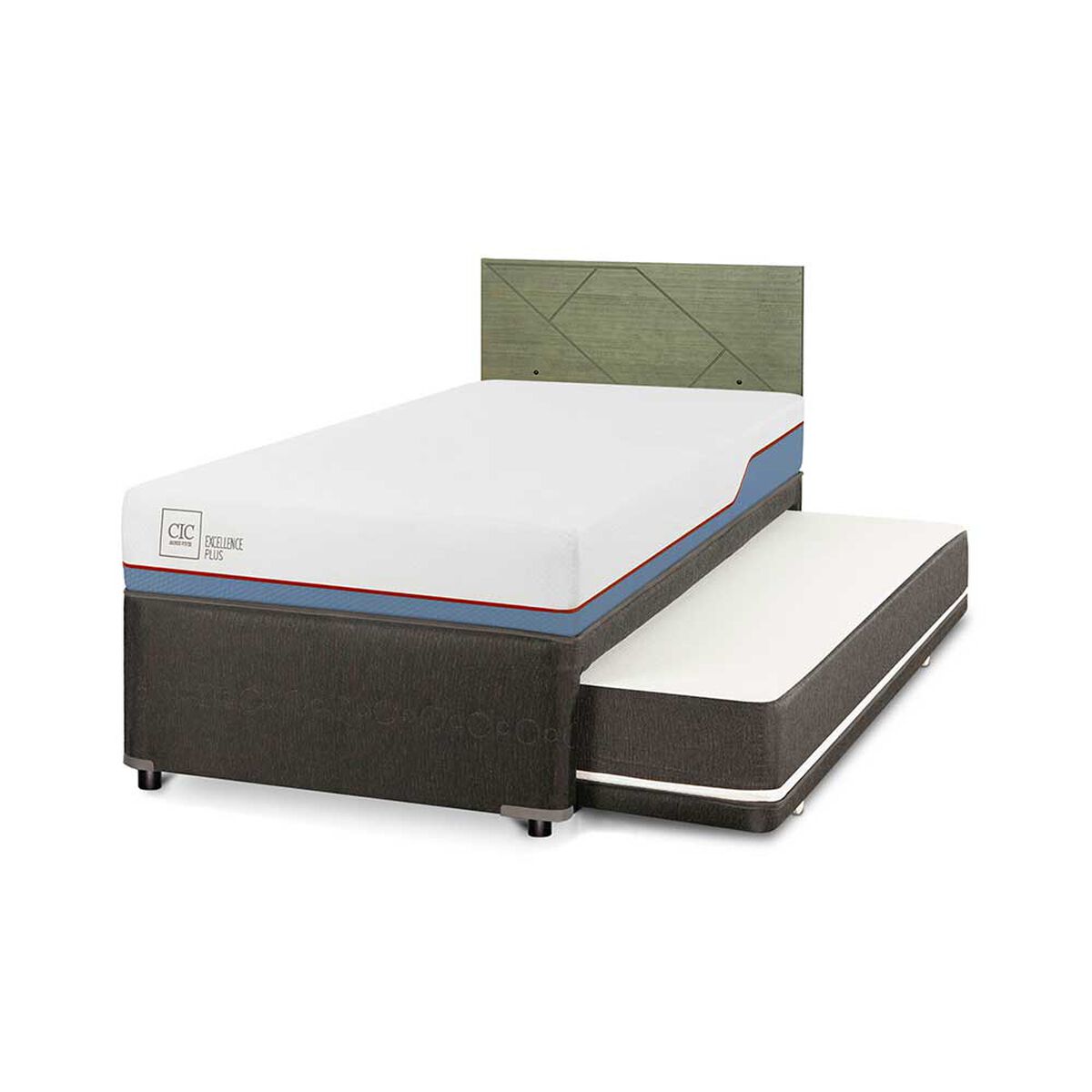 Cama Nido CIC 1,5 Plazas Excellence Plus + Respaldo Villarrica Olivo