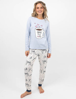 Imagen 2 del producto Polera Pijama Mujer Icono Celeste, Negro