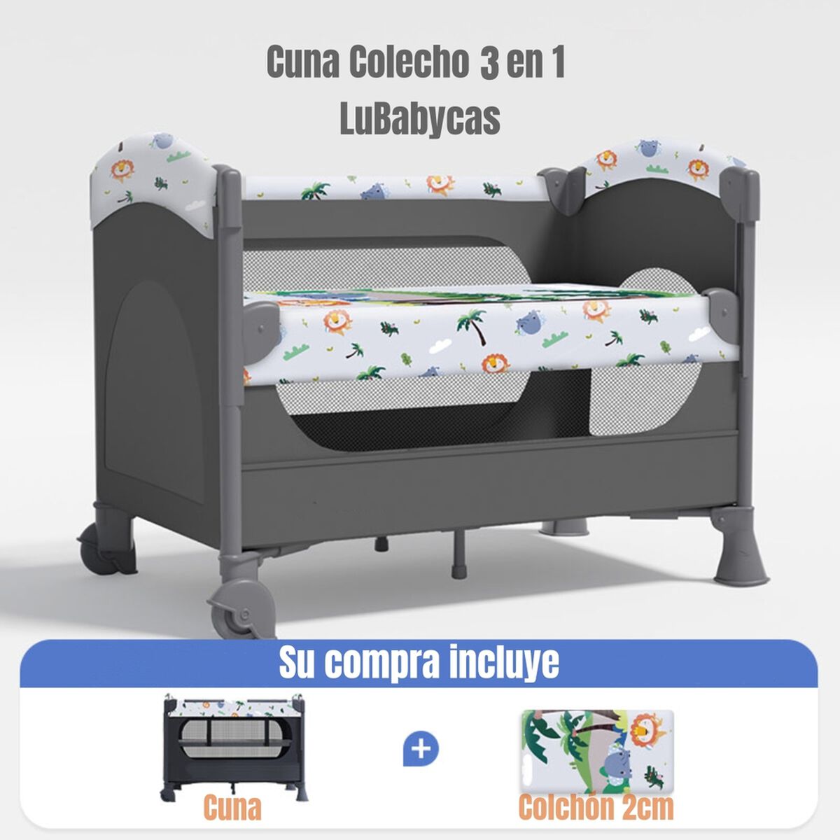 Cuna Colecho Corral con Colchón Lubabycas León