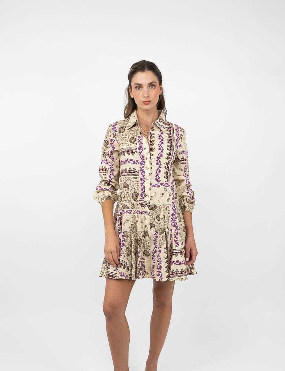 Vestido Corto Manga Larga Mujer Alma