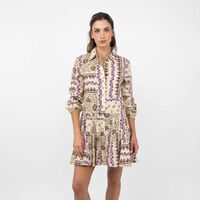 Vestido Corto Manga Larga Mujer Alma Crudo