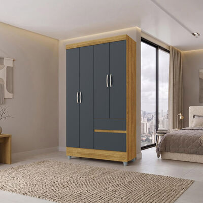 Closet Vekkahome Americano 4 Puertas 2 Cajones Gris