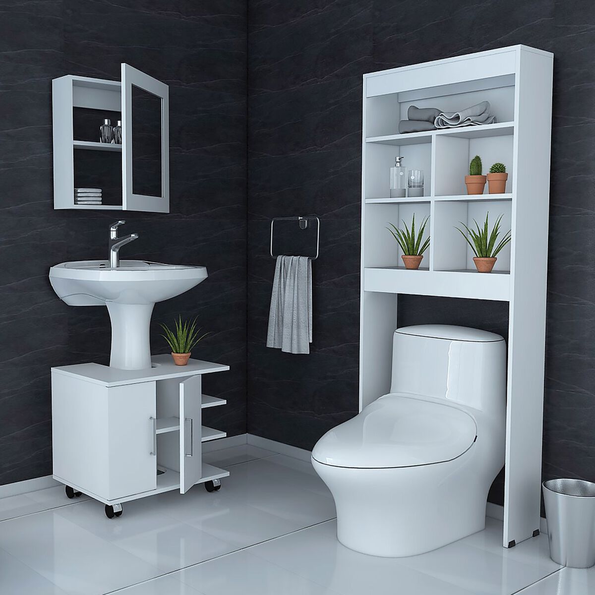 Mueble Lavamanos + Mueble Botiquín+Mueble Optimizador TuHome