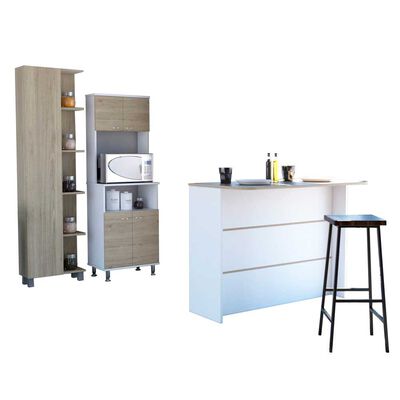 Imagen 2 del producto Combo Mueble Microondas + Barra de Cocina + Optimizador TuHome Kitchen Rovere Blanco
