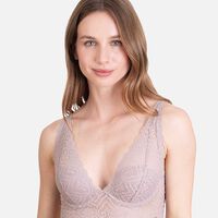 Bralette Encaje Broche Ancho con Arco y Copa Palmers Malva, Negro