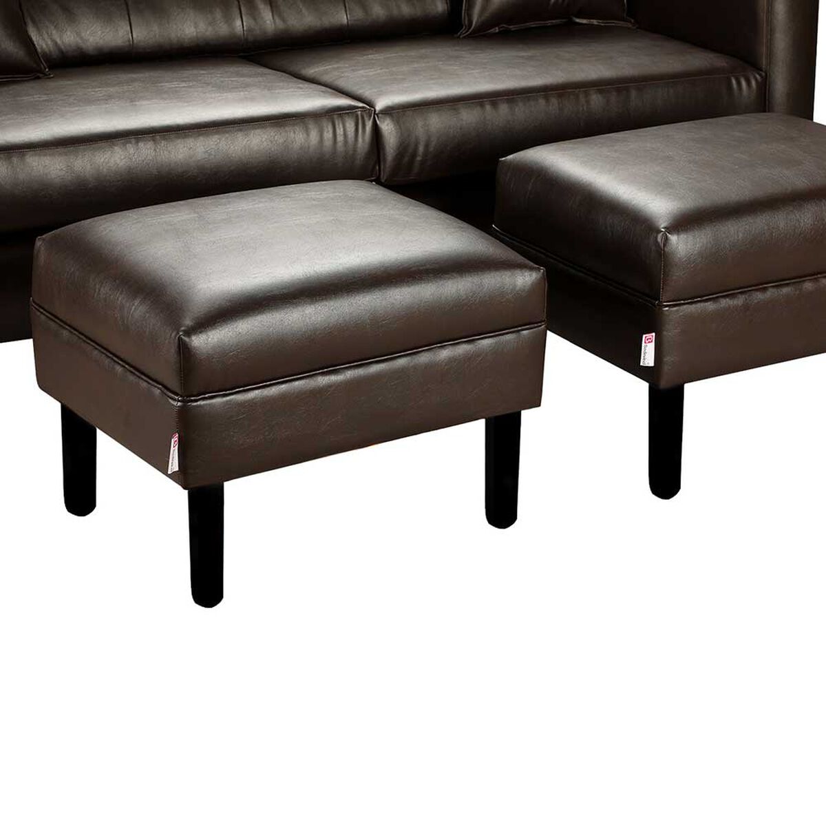 Juego de Living Bodevir New Retro PU 00 Sof&aacute; 3 Cuerpos + Dos Pouf 1 Cuerpo Chocolate&nbsp;