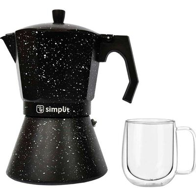 Cafetera Italiana Simplit 12 tazas + Taza Doble Pared 300 ml