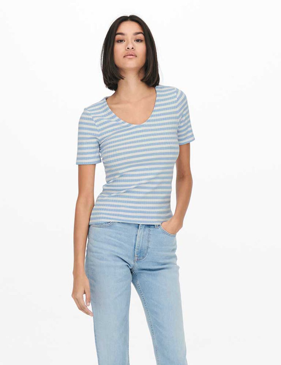 Polera Rayas Manga Corta Mujer Jacqueline De Yong