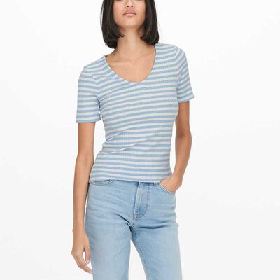 Polera Rayas Manga Corta Mujer Jacqueline De Yong