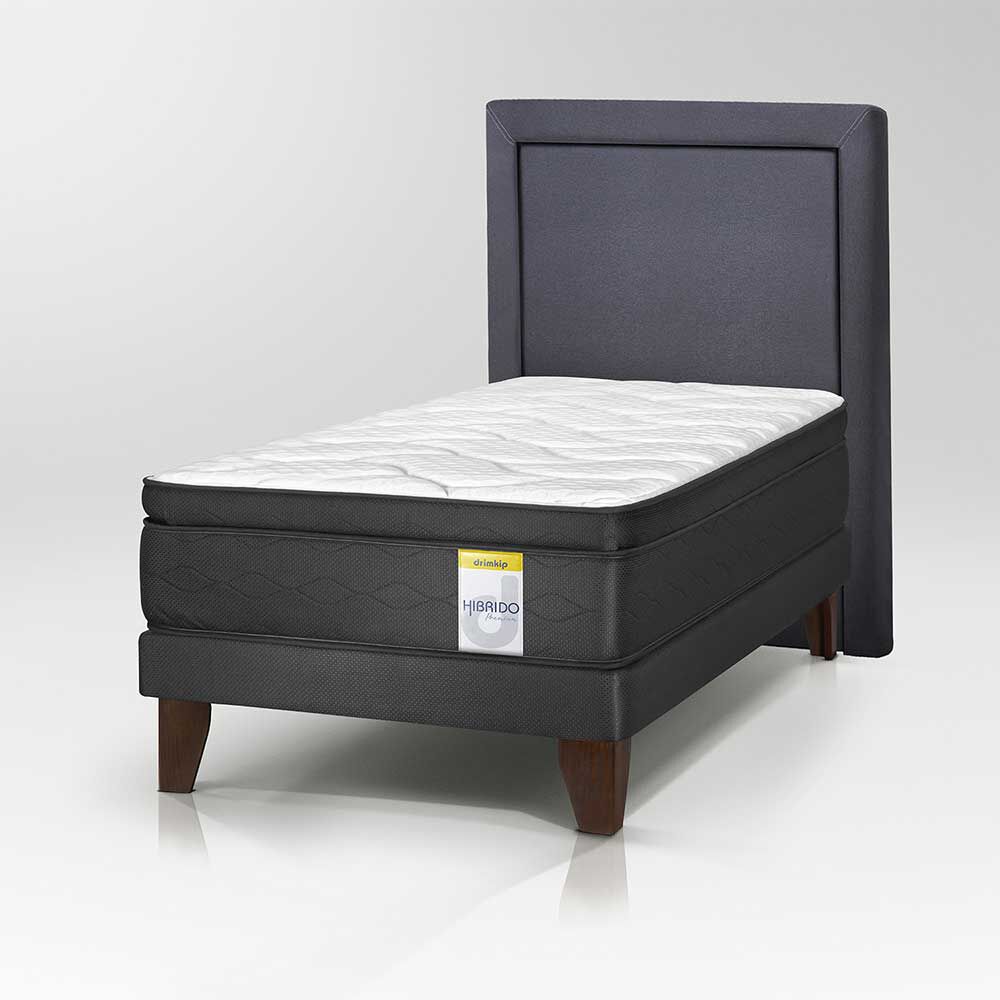Cama Europea Drimkip 1,5 Plazas Hibrido Premium + Respaldo
