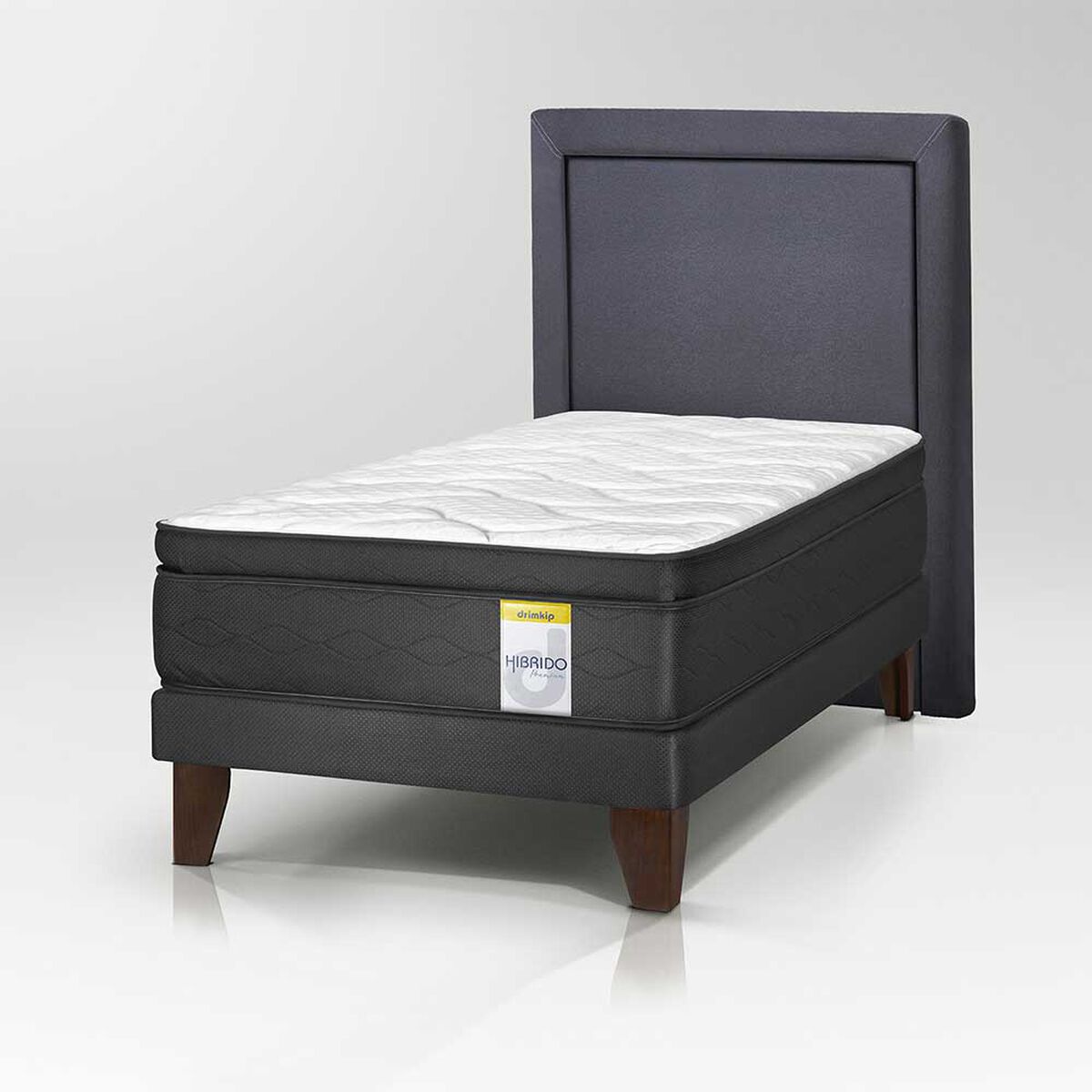 Cama Europea Drimkip 1,5 Plazas Hibrido Premium + Respaldo