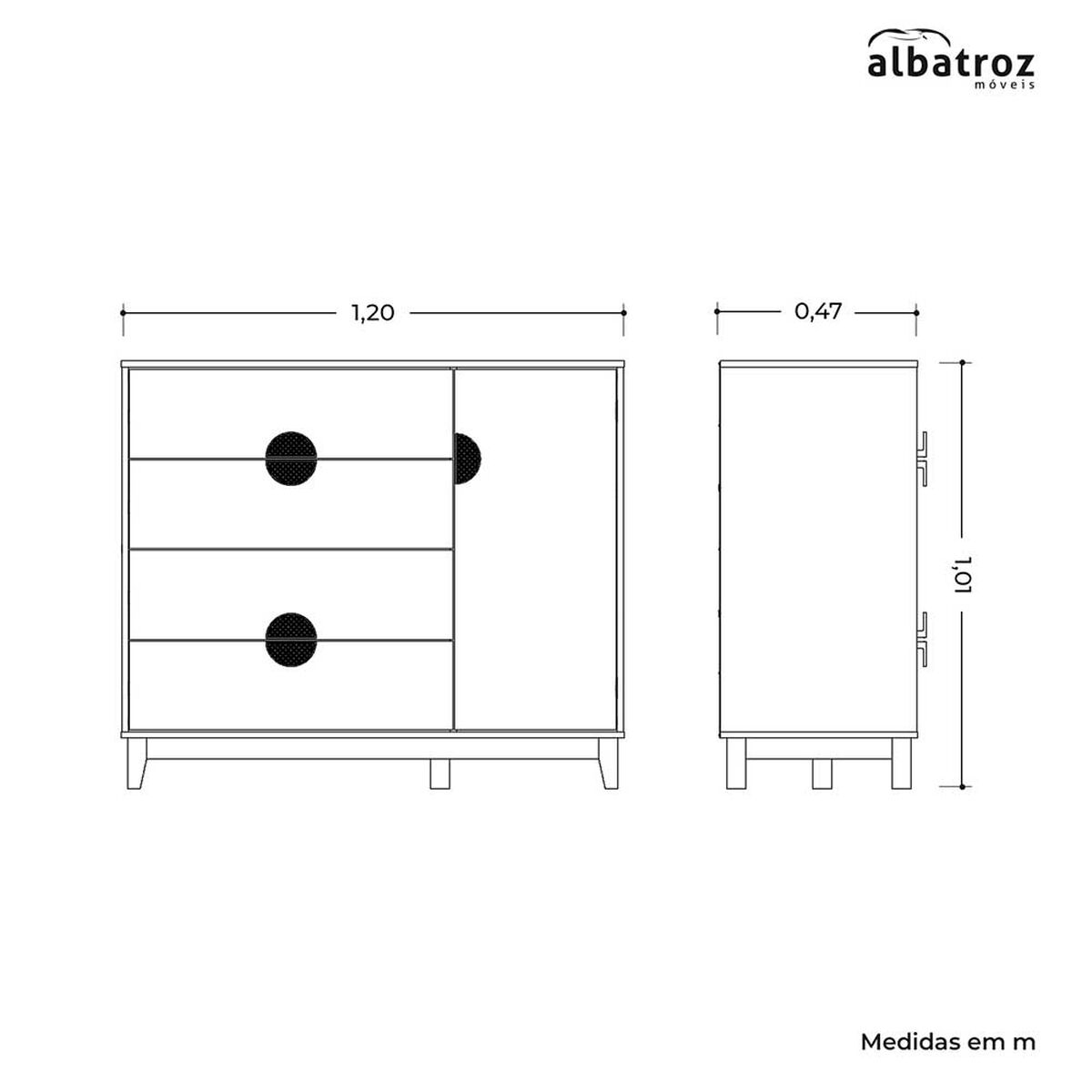 Cómoda Vekkahome Ipe 4 Cajones 1 Puerta Blanco