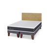 Cama Europea CIC Base Dividida 2 Plazas Ortopedic + Respaldo Villarrica Mostaza