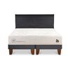 Cama Europea CIC Base Dividida 2 Plazas Cocopedic + Respaldo Miro Negro