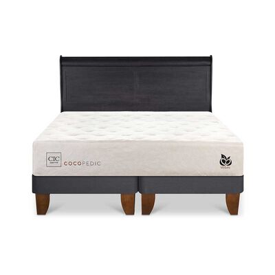 Cama Europea CIC Base Dividida 2 Plazas Cocopedic + Respaldo Miro Negro
