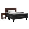 Cama Europea Celta Base Dividida 2 Plazas Atlantis Black + Respaldo + 2 Veladores Castilla + 2 Almohadas