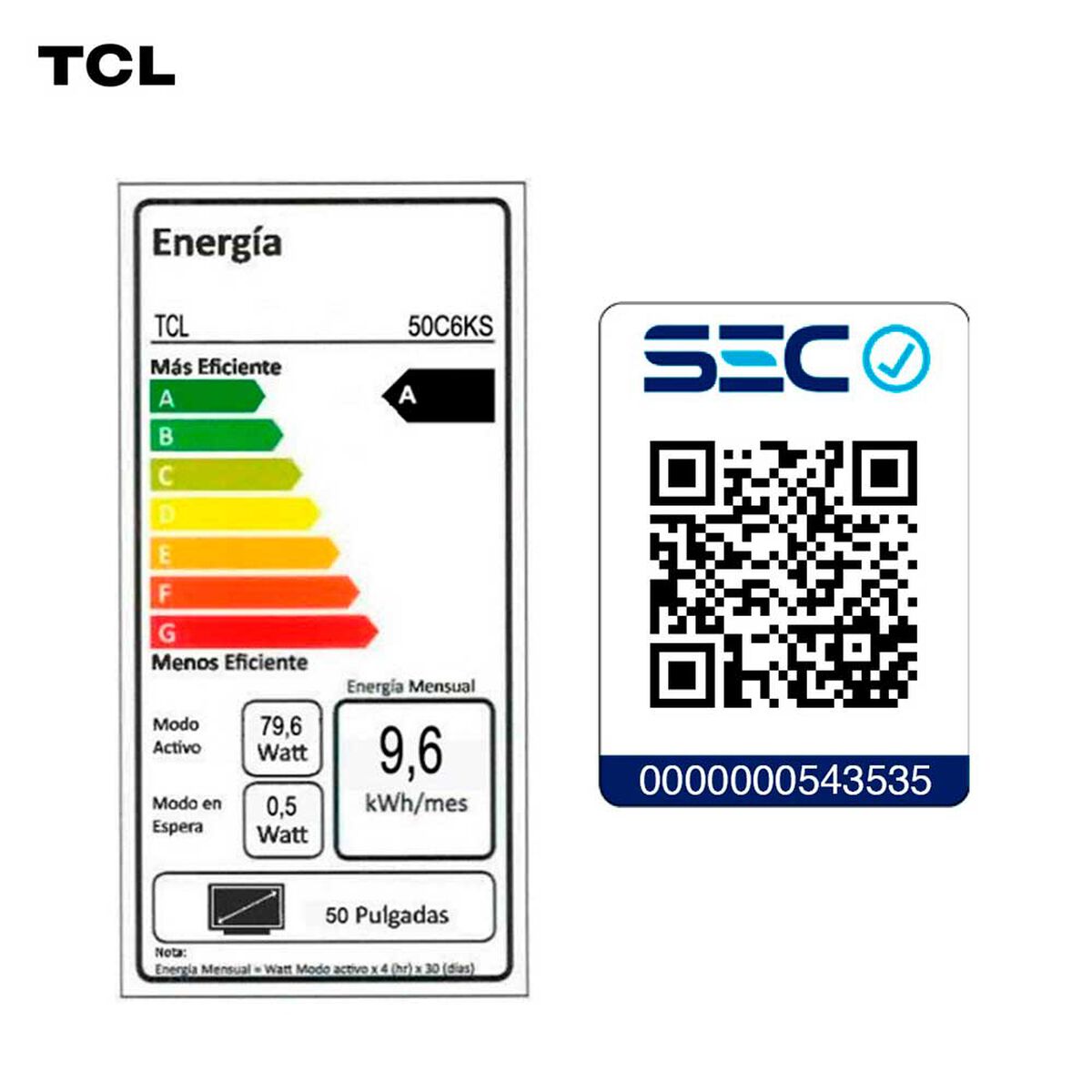 Mini LED Smart TV TCL 50C6KS 4K UHD 50"