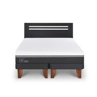 Cama Europea CIC Base Dividida 2 Plazas Ortopedic Advance + Respaldo Munich Negro