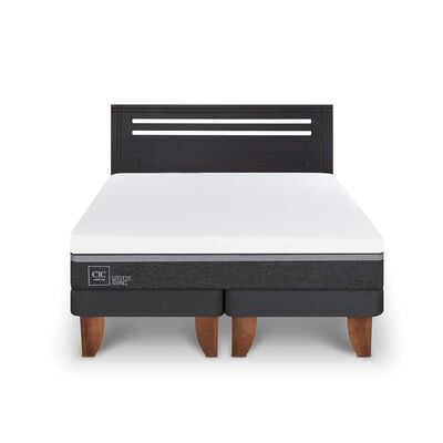 Imagen 1 del producto Cama Europea CIC Base Dividida 2 Plazas Ortopedic Advance + Respaldo Munich Negro