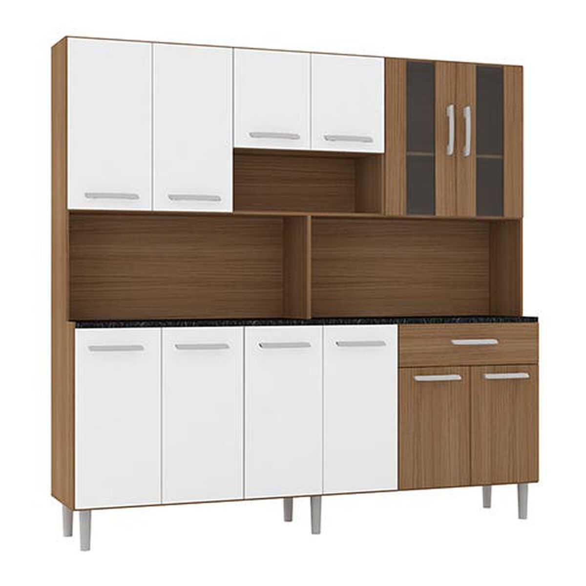 Mueble de Cocina Home Mobili Atlantis 1 Cajón 12 Puertas Café Blanco