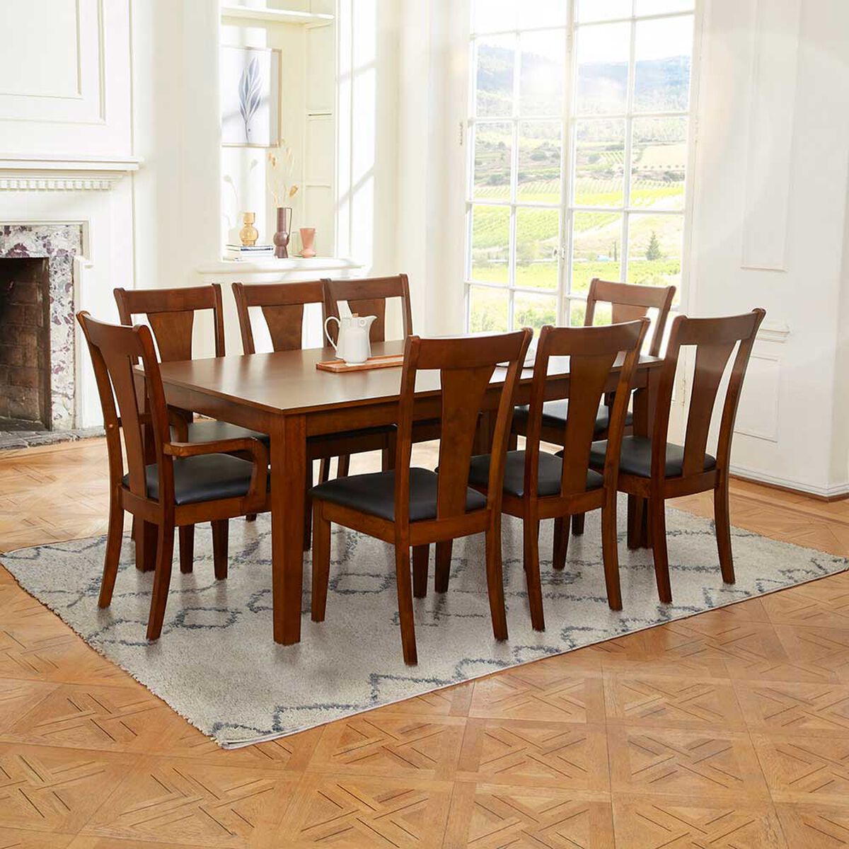 Juego de Comedor CIC Thomas Roble 4 Sillas + 2 Sitiales