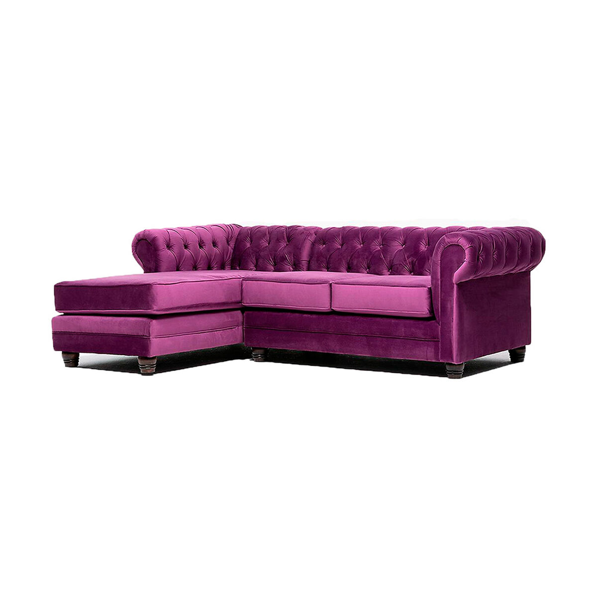 Sofá Seccional Barra Design Chesterfield Izquierdo 3 Cuerpos Morado
