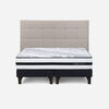 Cama Europea Rosen Super King Driven + Respaldo + Velador Issey Niebla